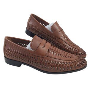 NEW Aldo Wide Fit Brown Weave Penny Loafers Size 11 US/EU 44